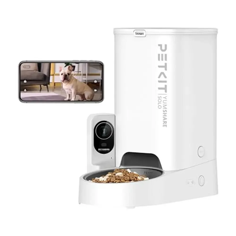 Automatic Pet Feeder Camera 1080P HD Night Vision WiFi Cat Dog 2-Way Audio App Control AI Life Recording Meal Call Privacy