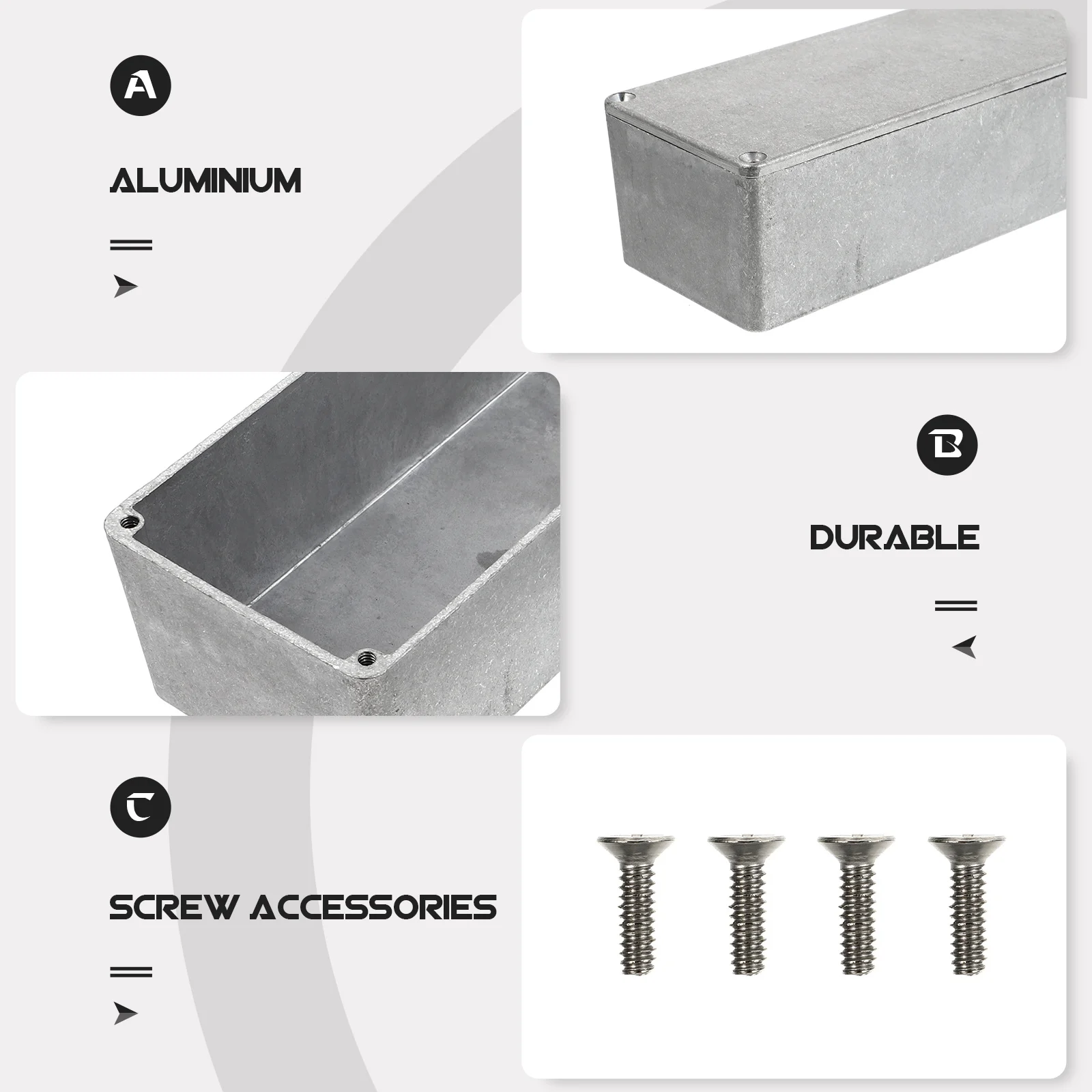 

1Pcs Aluminum Effect Box Guitar Pedal Case Replacement Durable Case Practical Music Accessory Silver