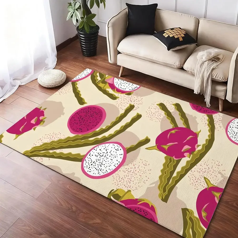 Alfombra de suelo de semillas negras de fruta Pitaya, alfombras de franela, alfombra de suelo suave y cálida, antideslizante gruesa para sala de estar, baño, alfombra para puerta de casa