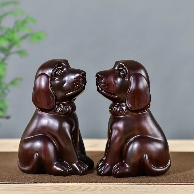 

Chinese Zodiac Dog Ornaments Retro Hand Carving Wooden Craftwork Creative Animal Home Crafts Chinese Gift