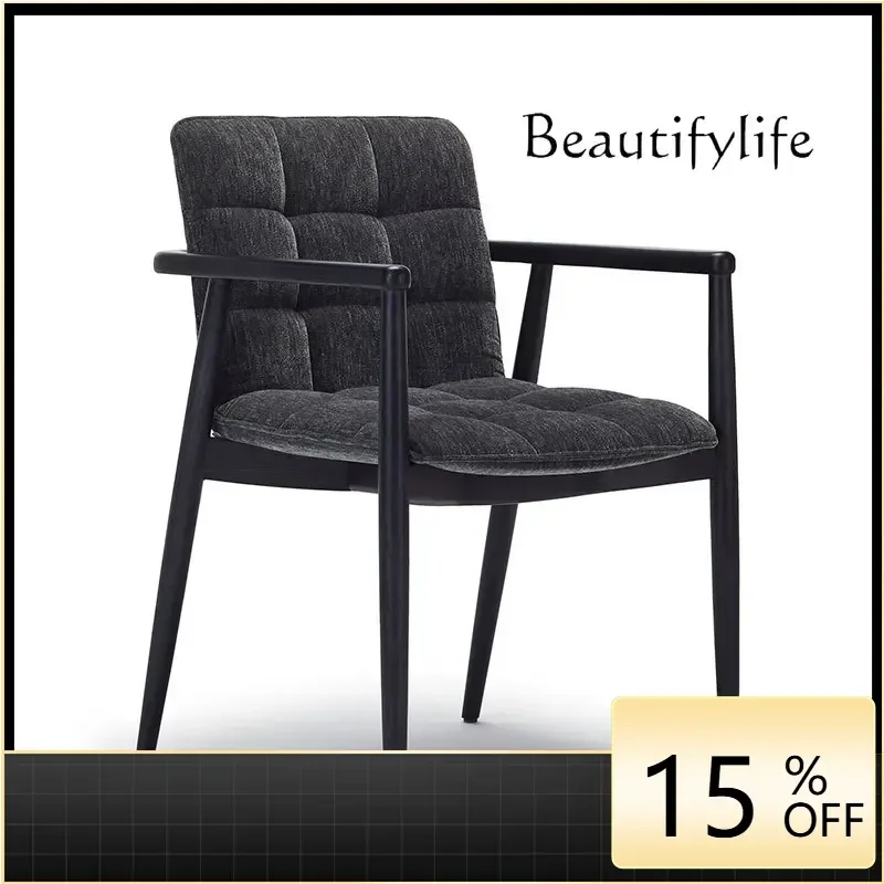 V Italian Minimalist Dining Chair Home Fabric Simple Modern Solid Wood Book Leisure Chair Backrest Soft Bag Designer Chair