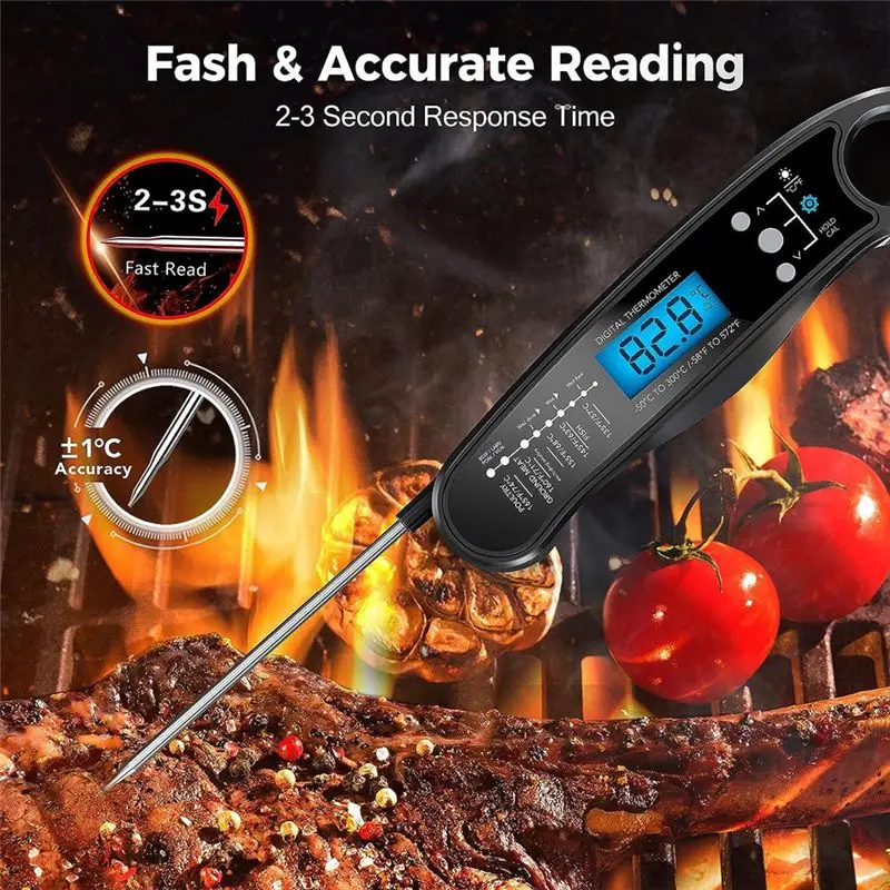 ABUN Kitchen Digital Food Thermometer Instant Read, Dual Probe for Cooking BBQ, Fast Precise with Backlight, for Meat Baking