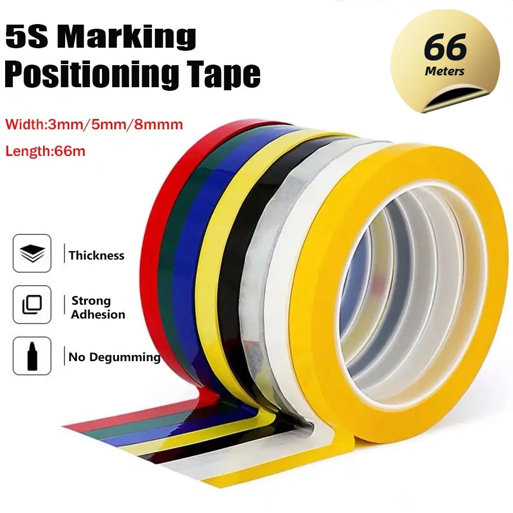 66M Nicht Markierendes 5S Desktop Wasserdichtes Isolierungs-Positionierungsband, Whiteboard-Warnmarkierungsband, Zeichnungs-Transformatorband