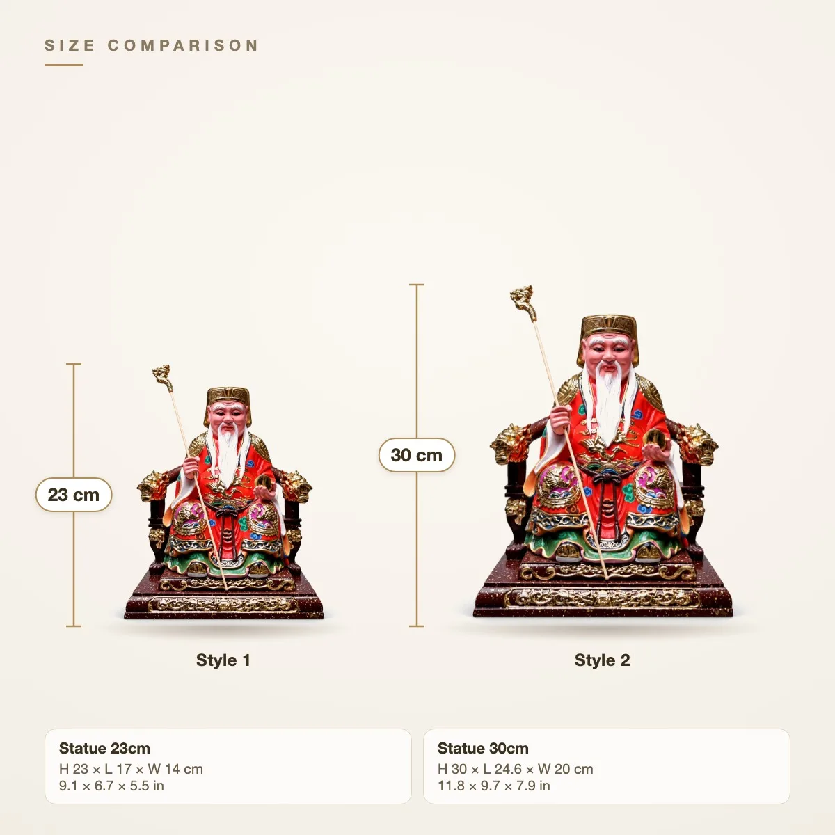 Hand Carved Wooden Fude Zhengshen Land God Statue Chinese Traditional Home Altar Living Room Office Tabletop Decor Gift