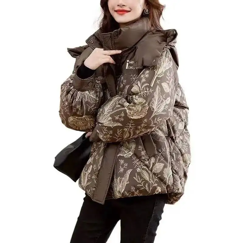 Small Cotton For Women In Winter 2026 New Printed Thickened Slimming Jacket