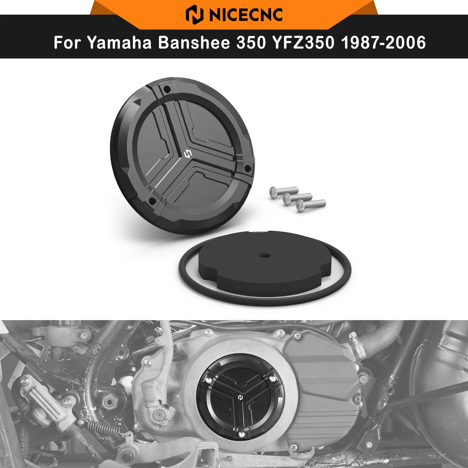 NICECNC For Yamaha Banshee 350 YFZ350 1987-2006 2005 Clutch Cover Insert Replace 4L0-15431-01-00 Aluminum ATV Engine Side Cover