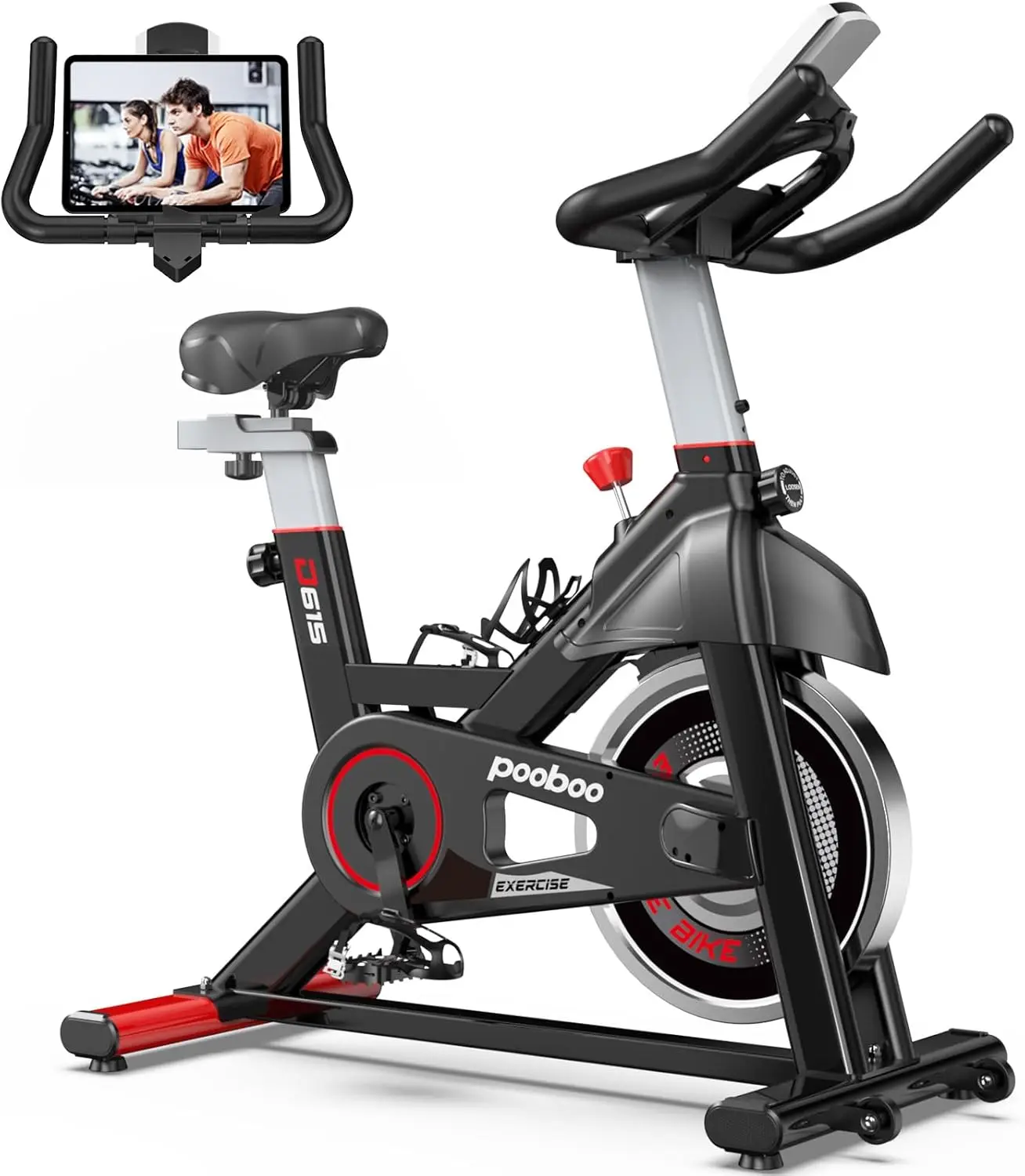

Classical Stationary Exercise Bike for Home Gym, Indoor Cycling Bike w/Comfortable Seat Cushion & Tablet Mount, Silent Belt