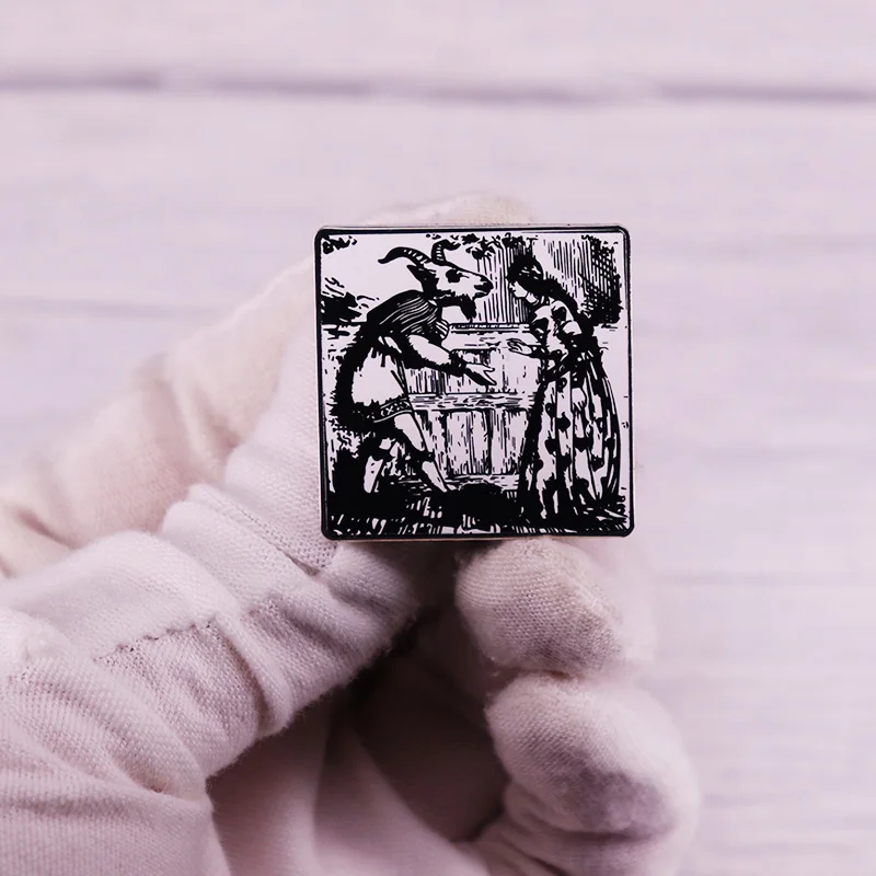 بافوميت الشيطان الماعز رئيس رجل المينا دبوس بروش الشيطان الفن الشياطين الشر شارة الملابس قبعة ظهره الديكور مجوهرات اكسسوارات