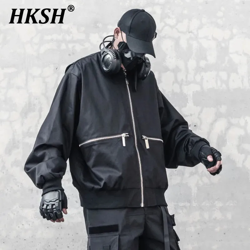 HKSH Niche Heavy Weight Pilot Jacket Men's Tide Dark Punk Zipper Safari Style Autumn Coat Three-dimensional Multi Pockets HK2540