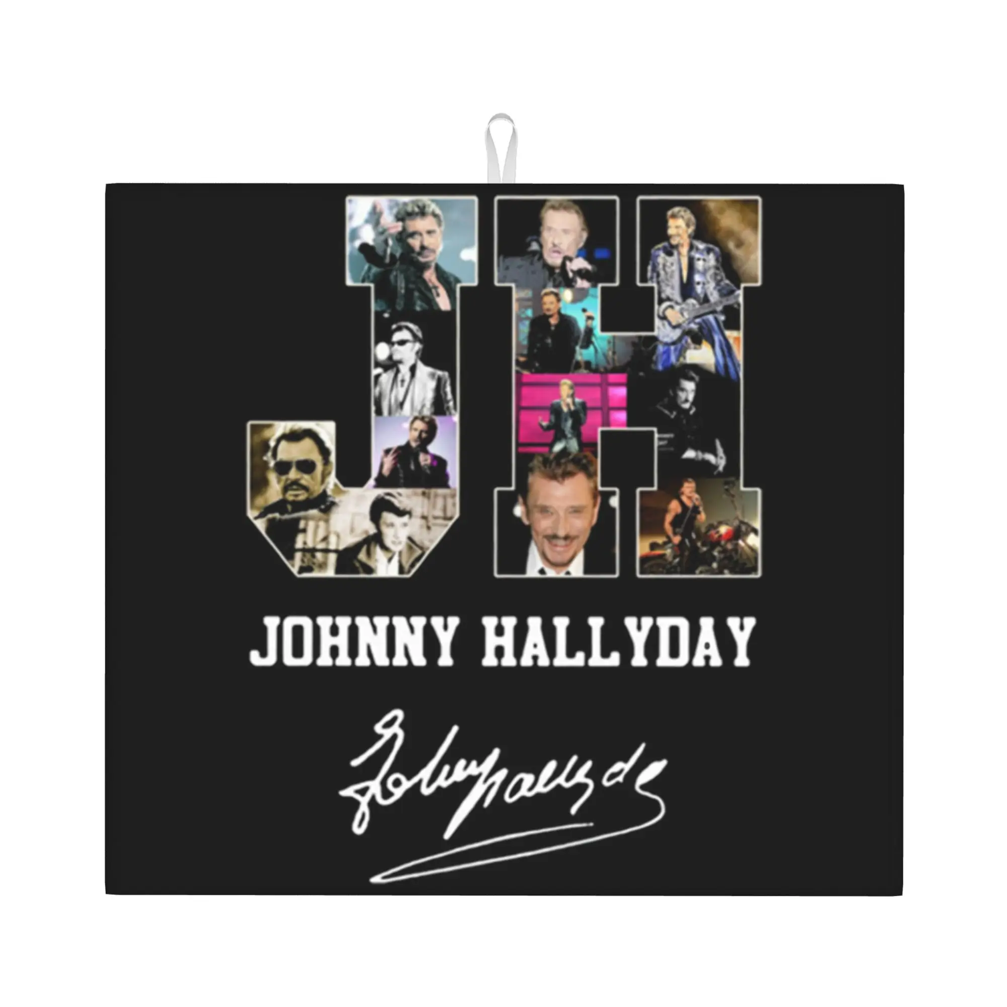 Johnny Hallyday French Rock Singer Non Slip Kitchen Counter Protector Mat Barware Tableware Reusable Drying Mat For Kitchen