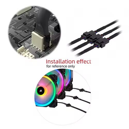 Cylarix PWM Fan Splitter Cable PC 4Pin 1 to 4 Ways Fan Power Extension Adapter Cable Black Sleeved Braided Cable 27cm/10.5 inche - Image 4