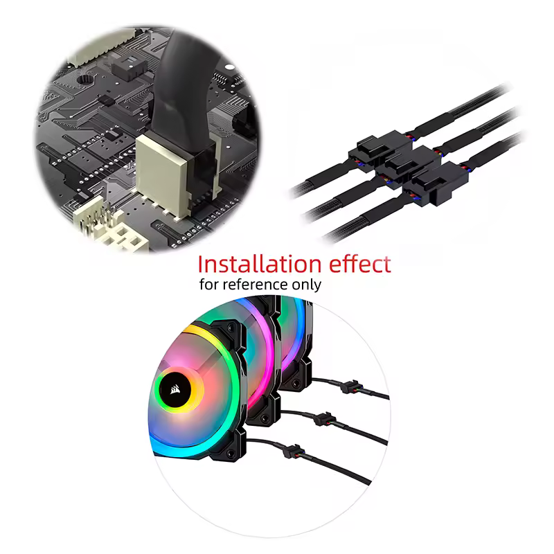 Cylarix PWM Fan Splitter Cable PC 4Pin 1 to 4 Ways Fan Power Extension Adapter Cable Black Sleeved Braided Cable 27cm/10.5 inche - Image 4