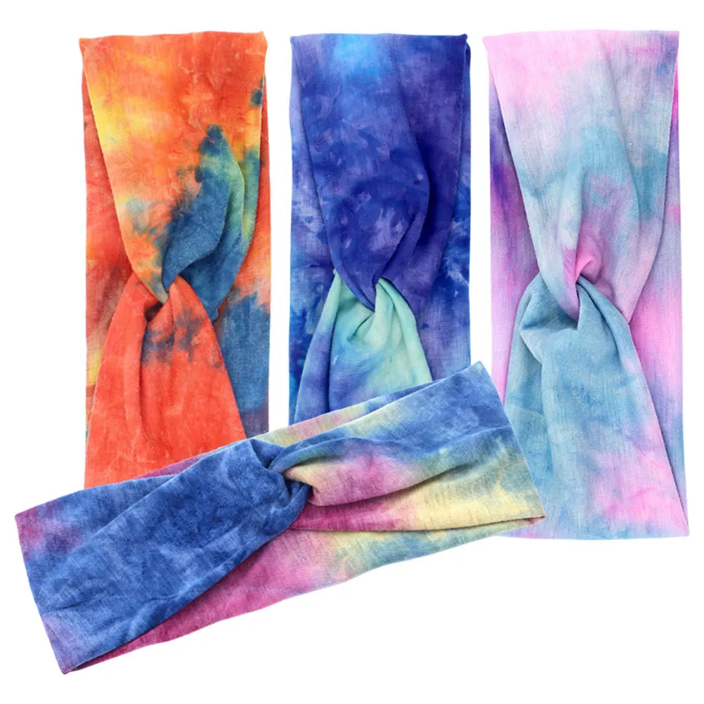 

4pcs Sports Headband Women Sweatband Wide Fitness Yoga Running Turban Elastic Cloth Band Workout Outdoors