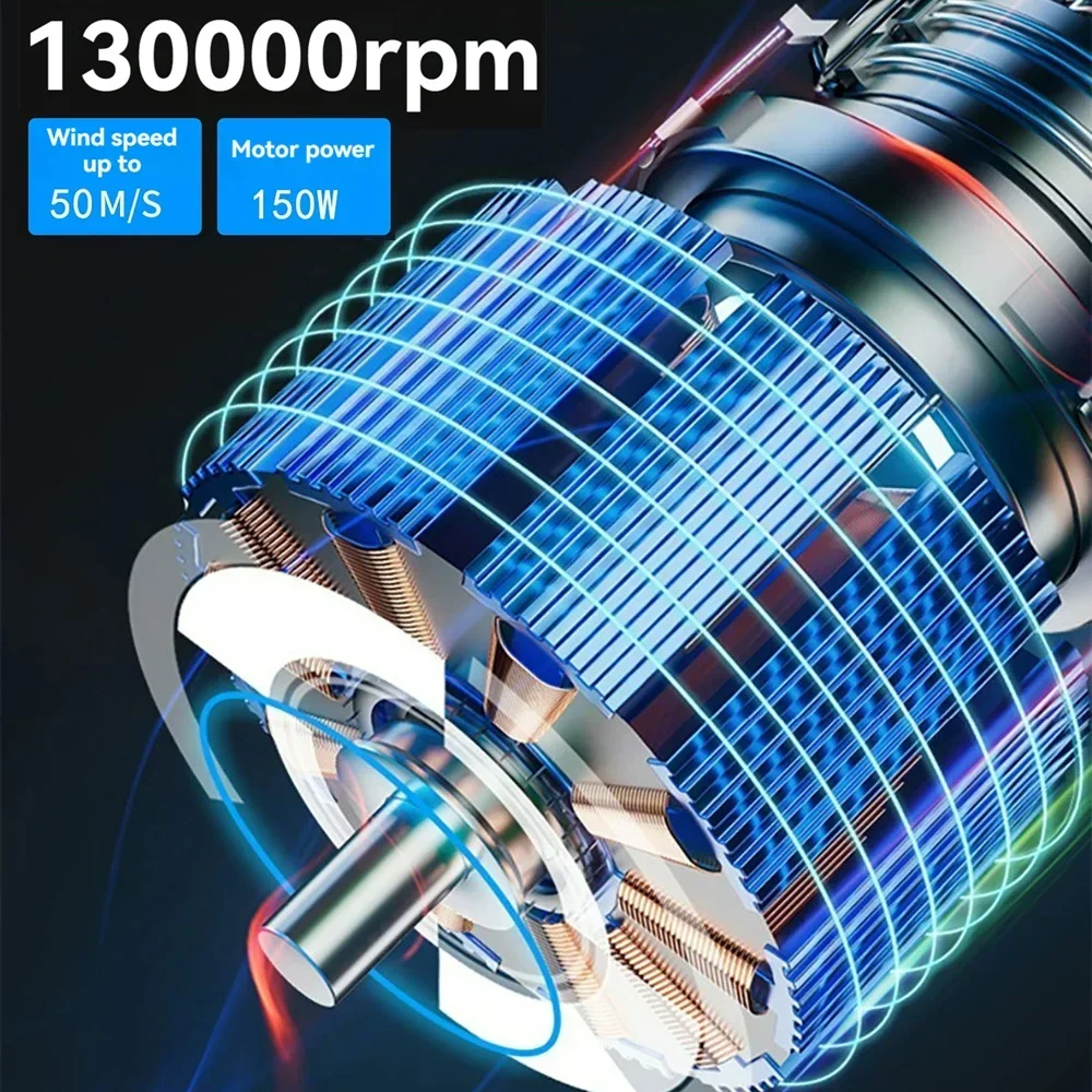 Kipas angin Turbo Jet Mini 130000RPM 7.4V 3000mAh, Blower udara portabel, kipas angin tanpa sikat, pembersih vakum Super kuat nirkabel