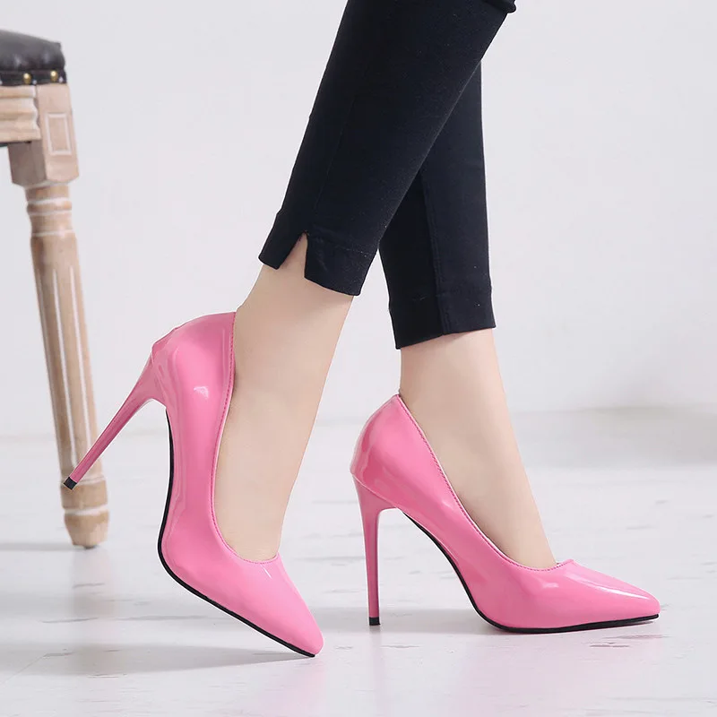 

New Women's high heels Pumps for Women High Heel Shoes Female Fashion Patent Leather Sexy Pointed Toe Thin Heel Wedding Shoes