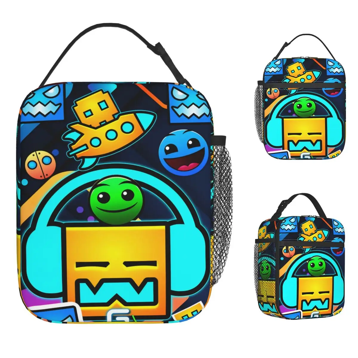 

Geometry Gaming Dashed Lunch Bag Travel Lunch Box For Child Kawaii Print Thermal Lunch Bags Oxford Portable Insulated Cooler Bag