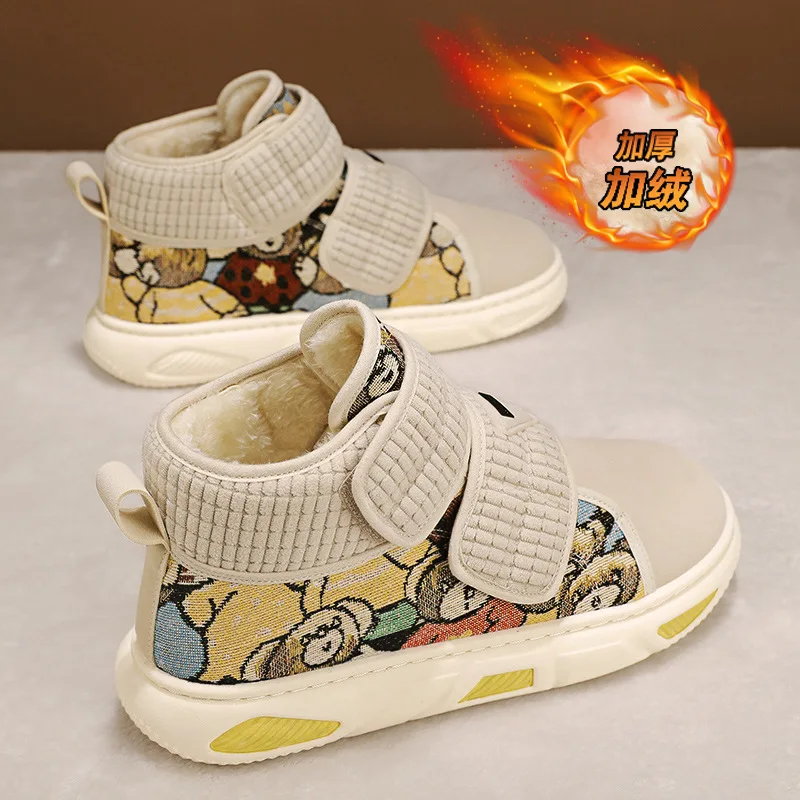 Scarpe da ginnastica invernali da uomo alte, scarpe da skate foderate in pile termico con cinturino in velcro, scarpe sportive casual dal design di nicchia per studenti