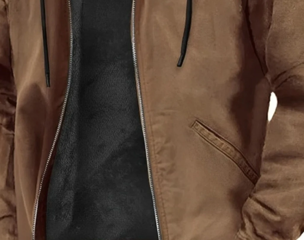 

2025 Winter Men's Casual Jacket Hooded Fashion Zippers Fleece Outwear Coats Male Vintage Hooded Streetwear Loose Warm Jackets