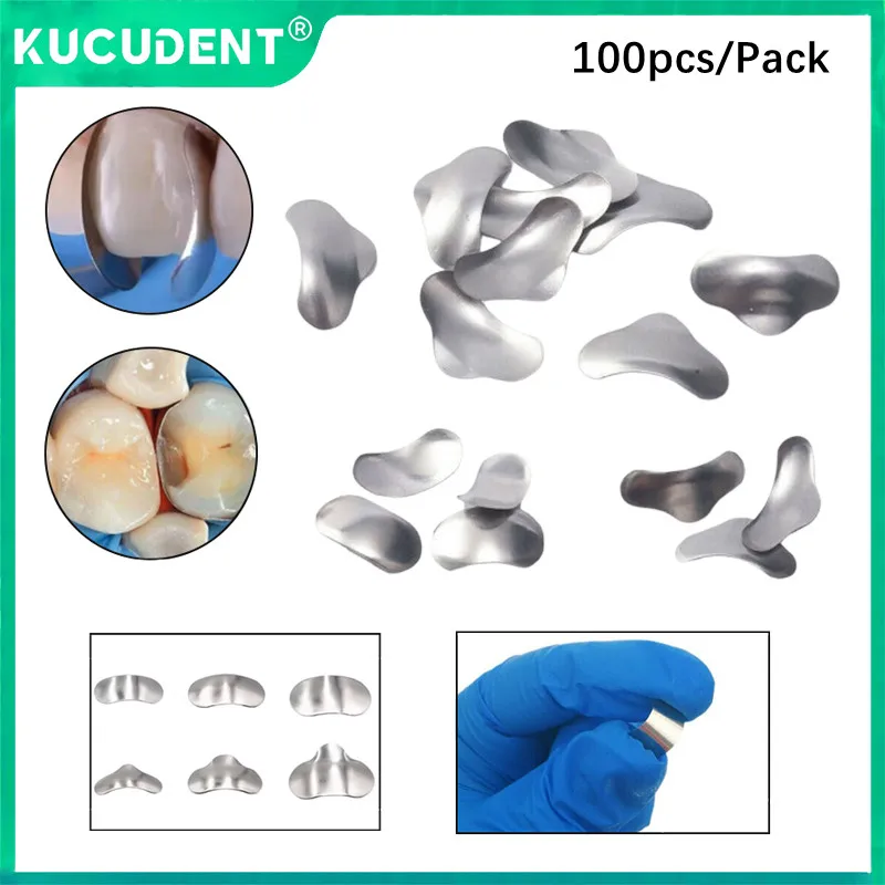 

100Pcs/Bag Dental Matrix Band Sectional Contoured Matrices Refill Wedges Metal Rings Dentistry Matriz Forming Sheet Materials