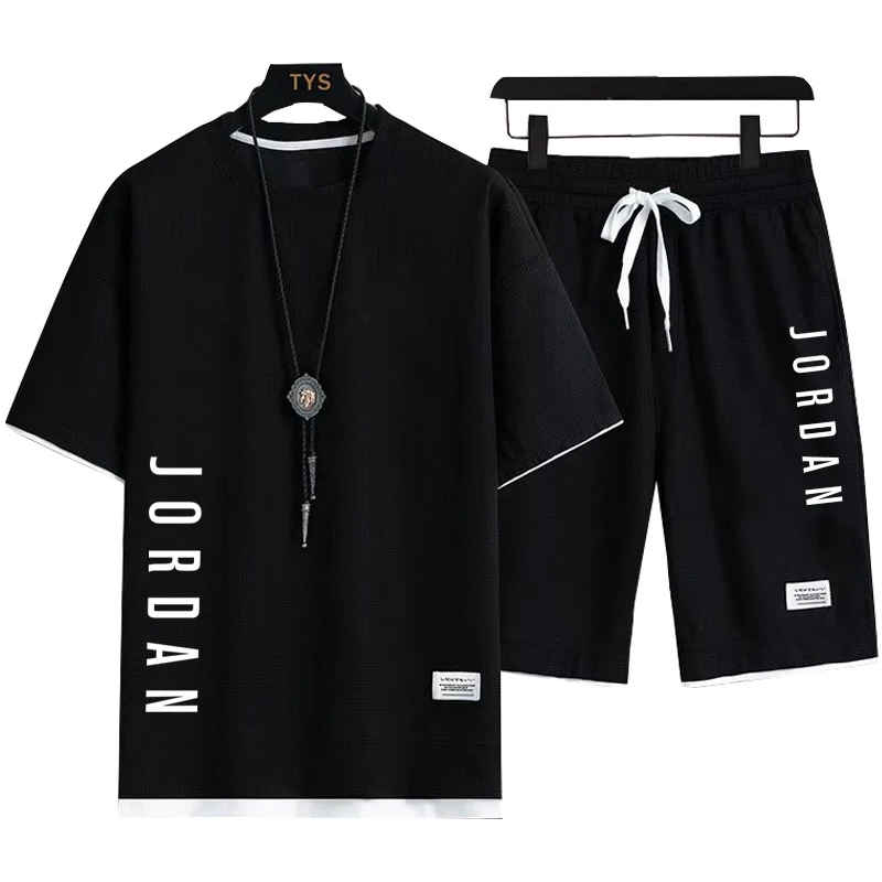 

2026 Summer Men's New High-Quality Pullover Sportswear Set, Fashionable Lightweight Casual T-shirt Short Sleeve + Shorts Set