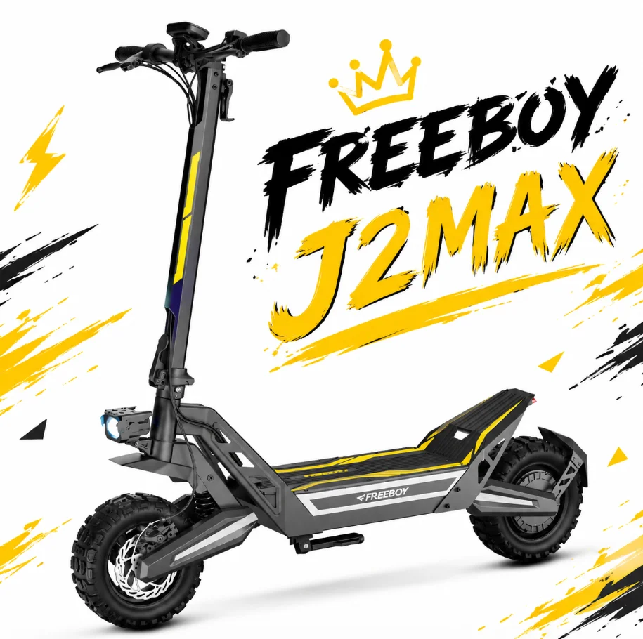FREEBOY J2Max, monopattino elettrico pieghevole per adulti, batteria da 48V e 18,2Ah, motore potente da 1200W, velocità massima di 55 km/h, autonomia massima di 50 km, pneumatici pneumatici da 11