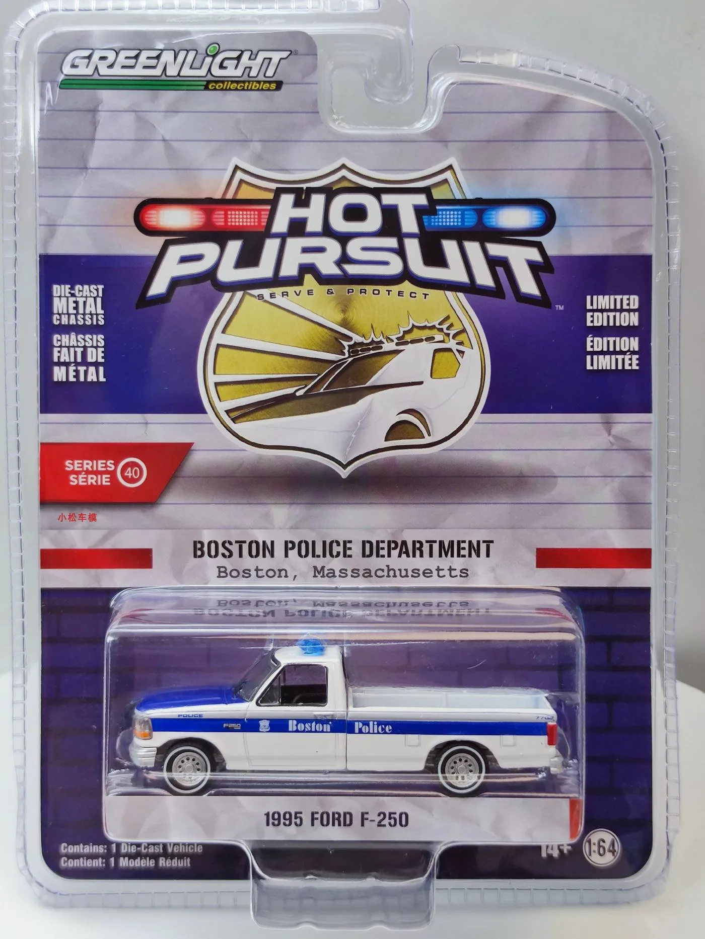 

GreenLight 1:64 1995 Ford F-250 - Полицейский участок Бостона, штат Массачусетс, коллекционная модель автомобиля из литого сплава