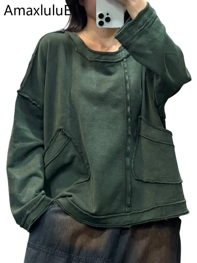 

Amax LuluE 2025 Fall Fashion Tops Womens Vintage Loose Classic T-shirts Females Luxury Elegant Leisure Harajuku Cotton Clothes