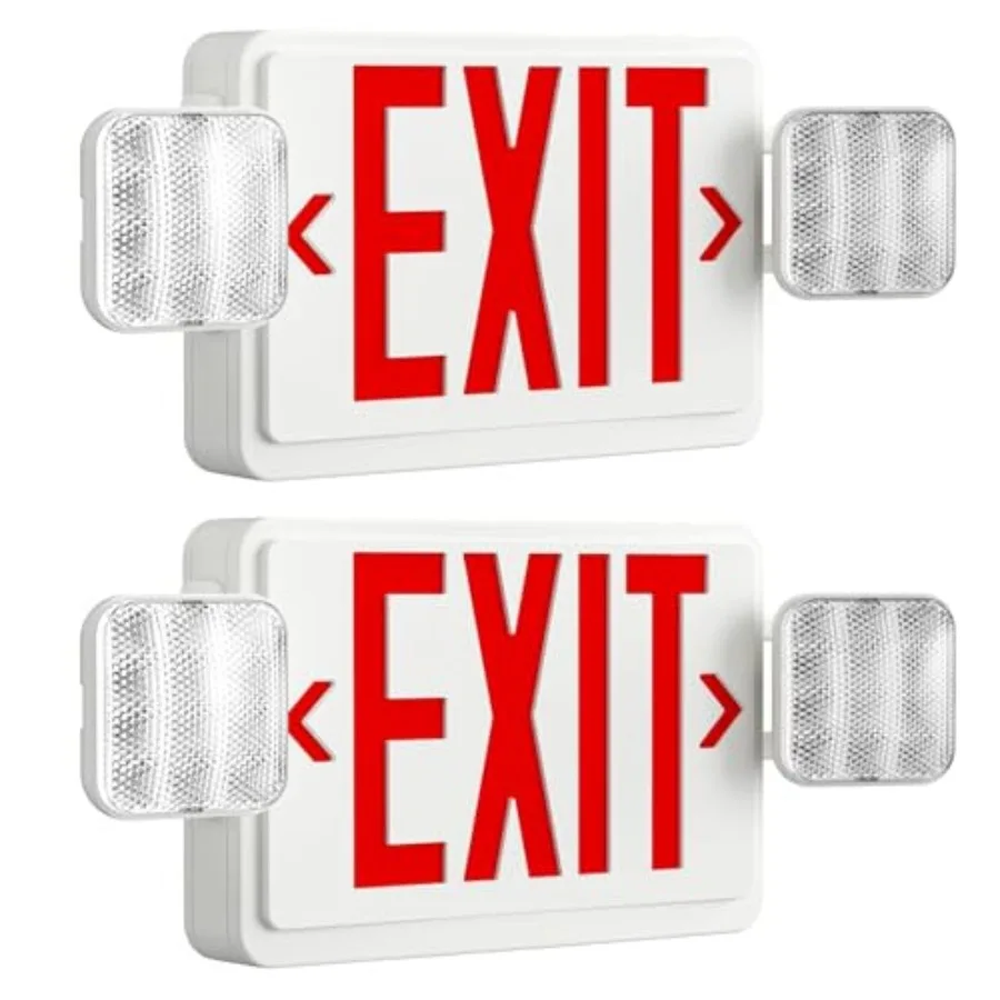 LED Exit Sign with Emergency Lights, Adjustable LED Emergency Exit Lights with Battery Backup, Easy To Install, UL Certified, A