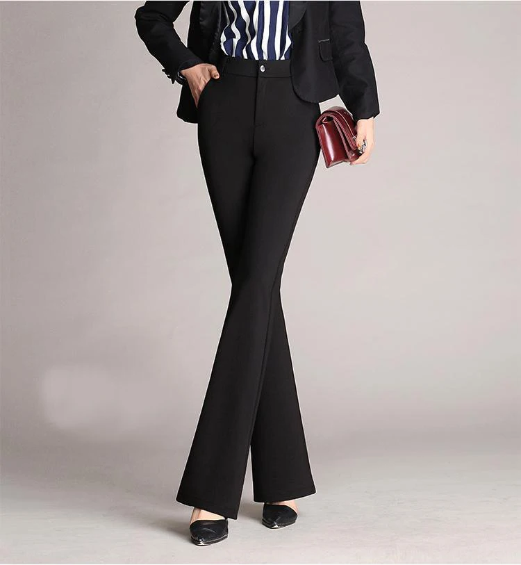 Damen Business Casual Hosen, Bequeme Bürokleidung mit Taschen, Elegante Regular Fit Arbeitshosen – Detail 9