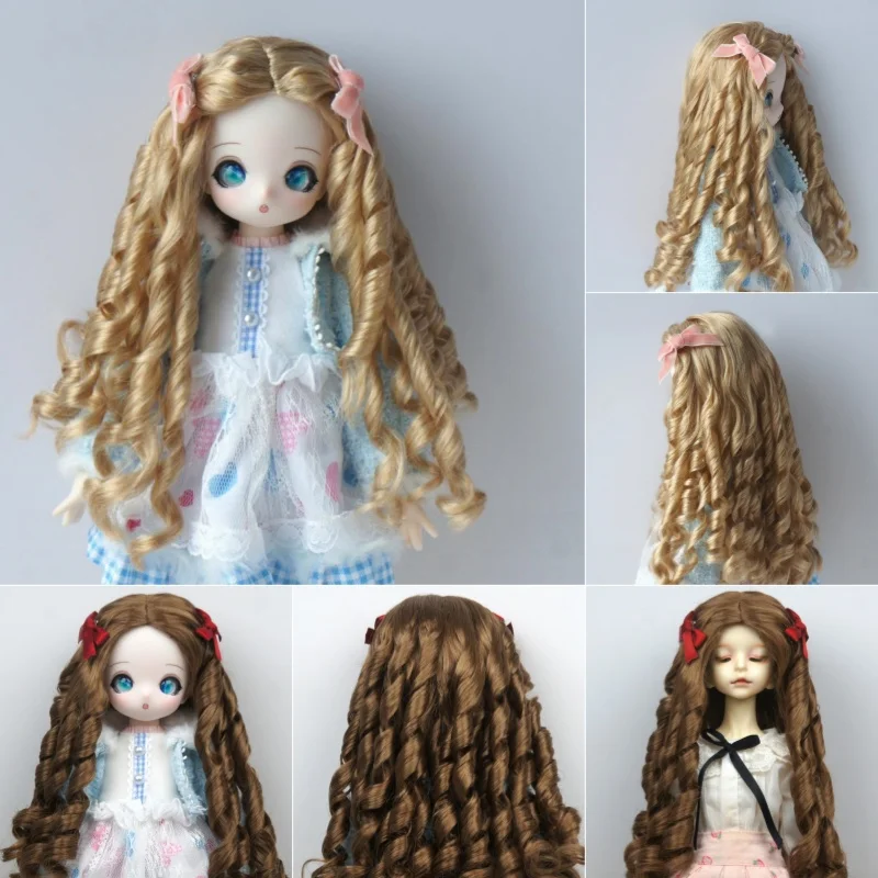 

JD871 1/4 1/3 MSD SD DOD Blythes Long Handmade Lady Roman Curly Synthetic mohair BJD Doll Wigs Qbaby Doll Hair