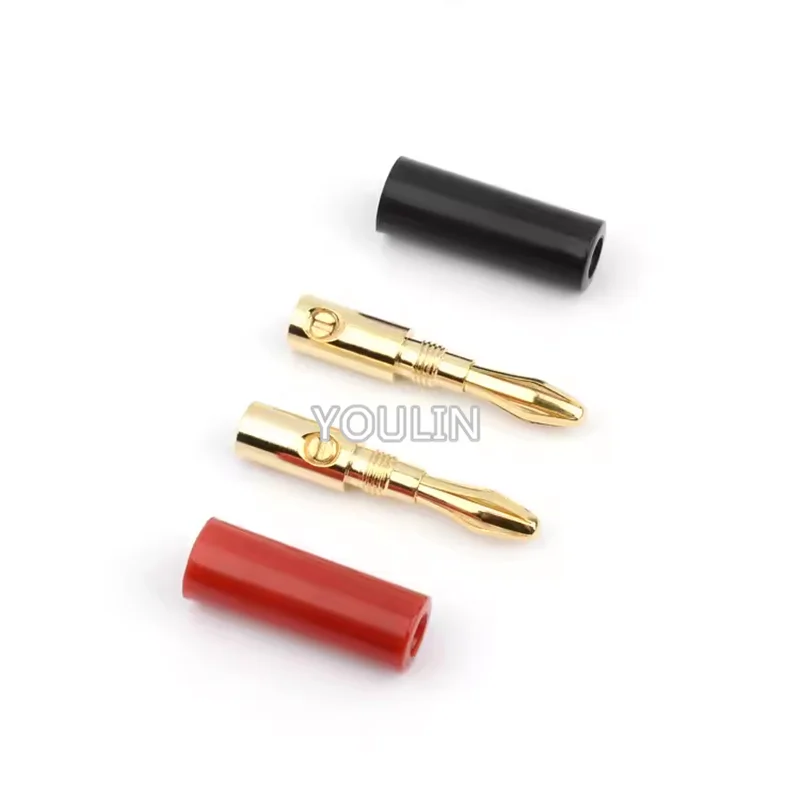 10pcs Gold Plated New 4mm Plugs Pure Copper Musical Speaker Cable Wire Pin Banana Plug Connectors Red Black