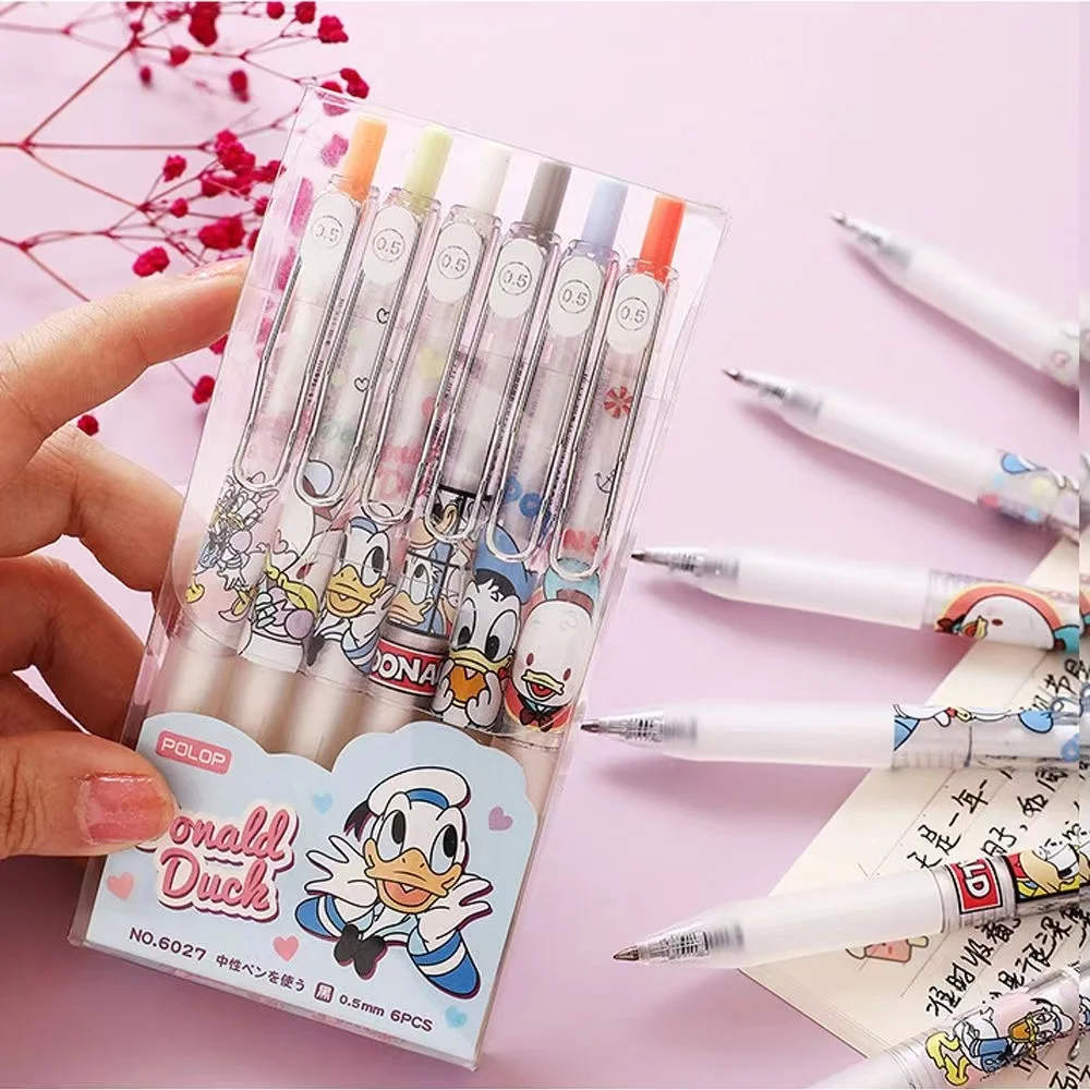 Imagem -04 - Nova Disney Ins Estilo Retro dos Desenhos Animados Donald Pato Imprensa Esferográfica Caneta 0.5 Tinta Preta Gel Caneta Bonito Escritório Escola Suprimentos Presente Peças