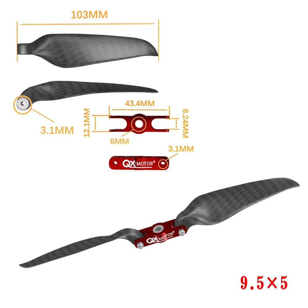 Carbon Fiber Folding Propeller 9.5x5,10x6,11x6,11x8,12x6,12x6.5,12x8,13x6.5,13x7,13x8,14x8,14x9.5,15x10,16x8,16x13,18x10,19x10