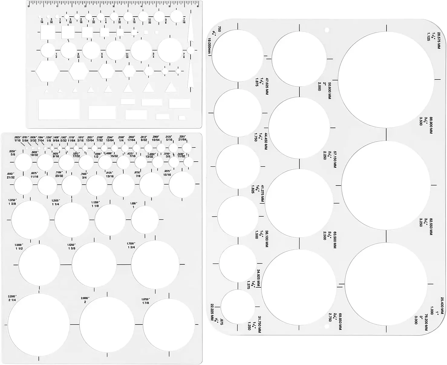 

Трафареты-шаблоны для кругов, для черчения, офиса и школы, большие и маленькие размеры, набор из 3 штук