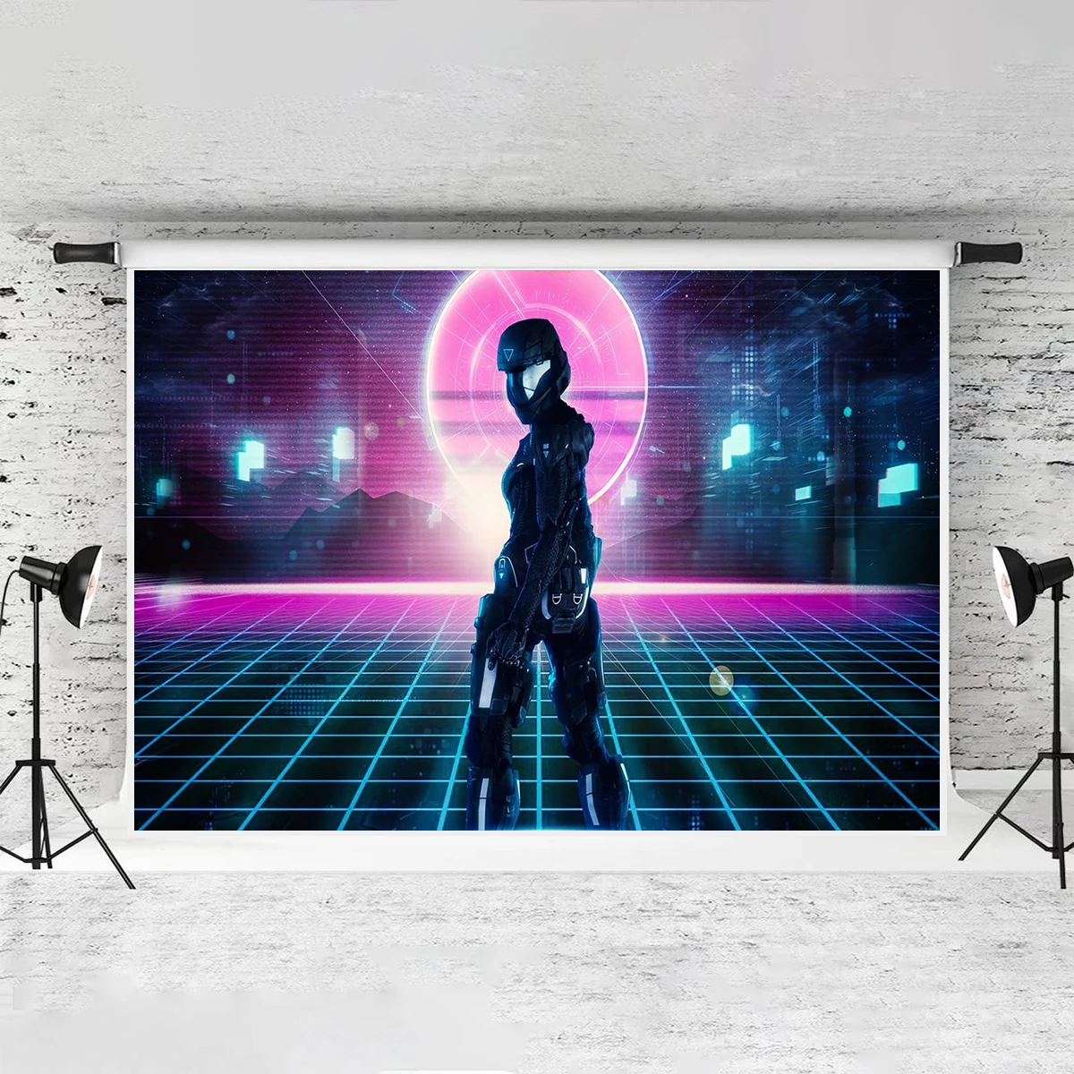 Digtal Music Backdrop Neon Light Photography Cyberpunk Adult Birthday Party Decor Background Live House Background Show Banner