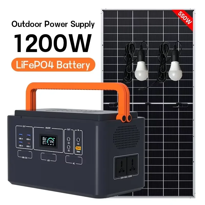 Portable Power Station 600W 1200W LiFePO4 Power Supply with Overpower Protection and Intelligent Display Screen for Outdoor