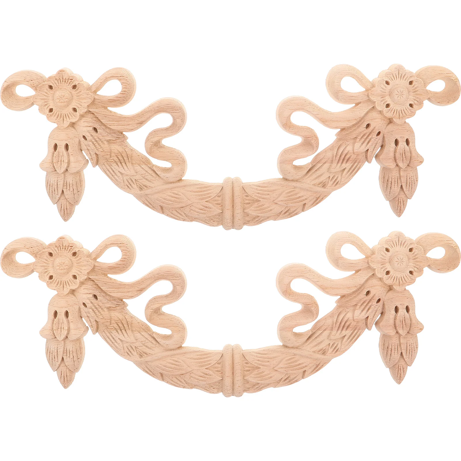 2 قطعة الخشب المنحوت يزين 32X10 سنتيمتر زهرة نمط النمط الأوروبي Onlays لخزانة باب تقليم زخرفة الأثاث الخشب #1