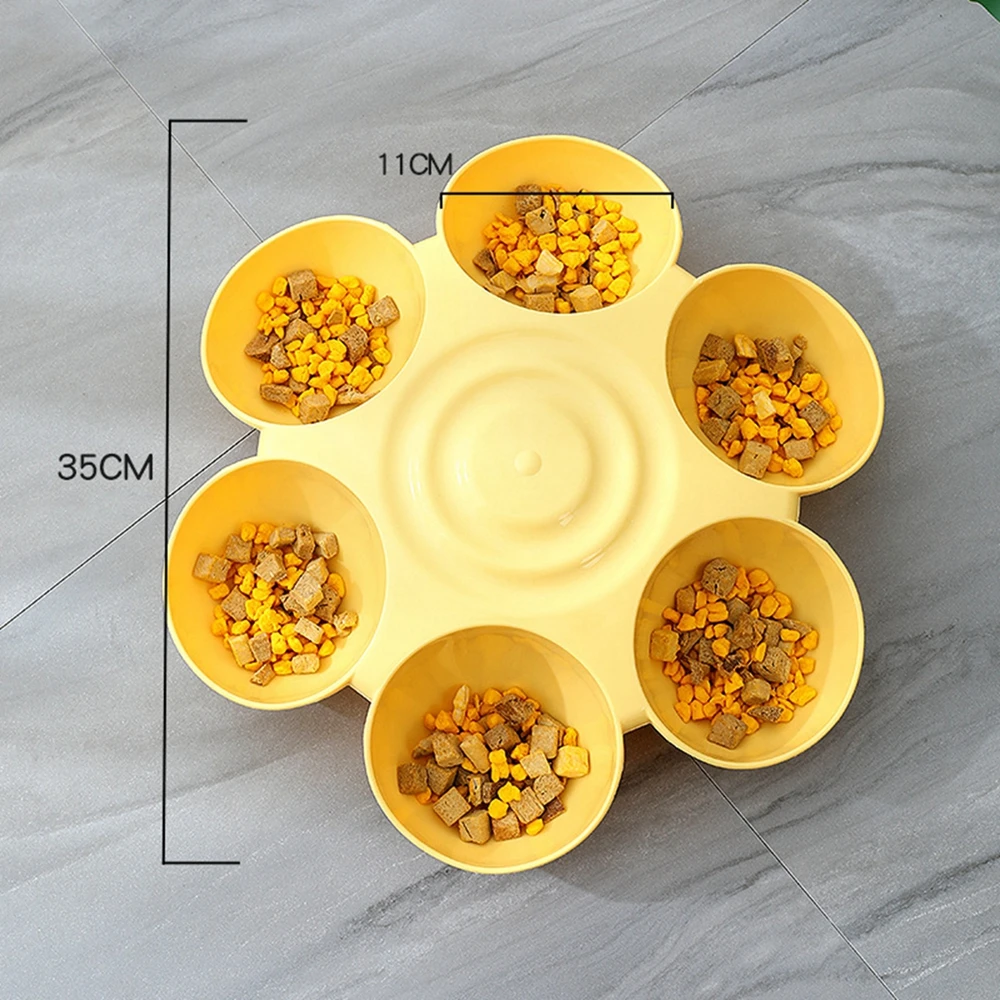 Freeship 6 In 1 Dog Bowl Puppy Slow Feeder Cat Water Bottle Bottom Flower Shape Food Container Diet Dish Pet Supplies