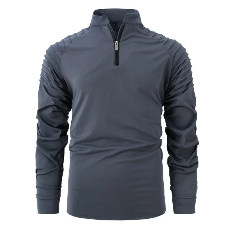 

Men's Casual Long-Sleeve Polo Shirt Pullover Sweatshirt Spring and Autumn Outdoor Half-zip Men's Slim fit sportswear Top