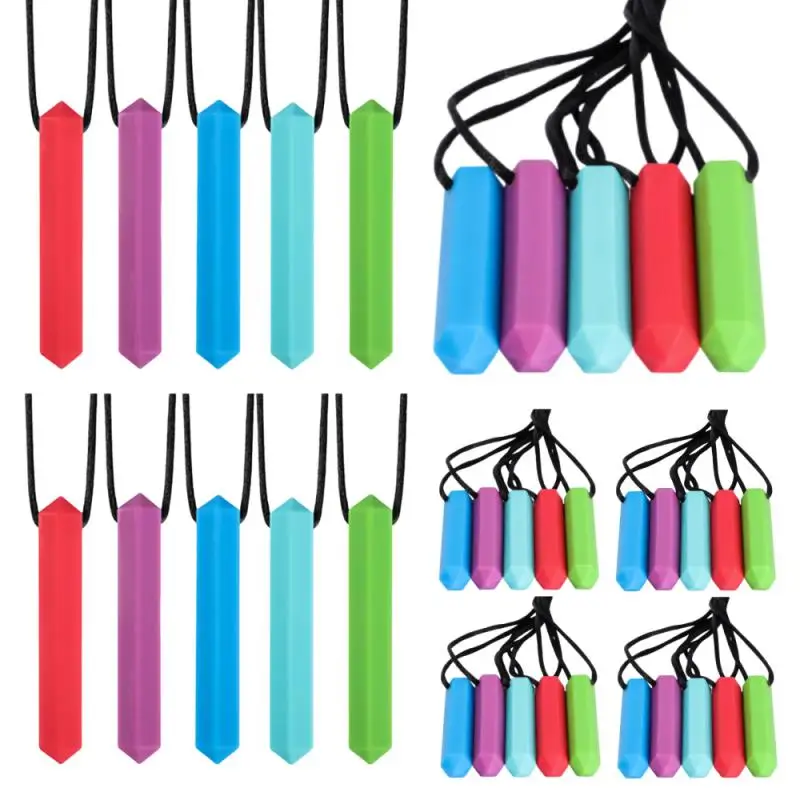 1-10 Uds. Mordedor sensorial para bebé, collar para masticar, Robot, dinosaurio, mordedor de silicona, autismo, mordedor, masticar, colgante para chupete para el cuidado del bebé