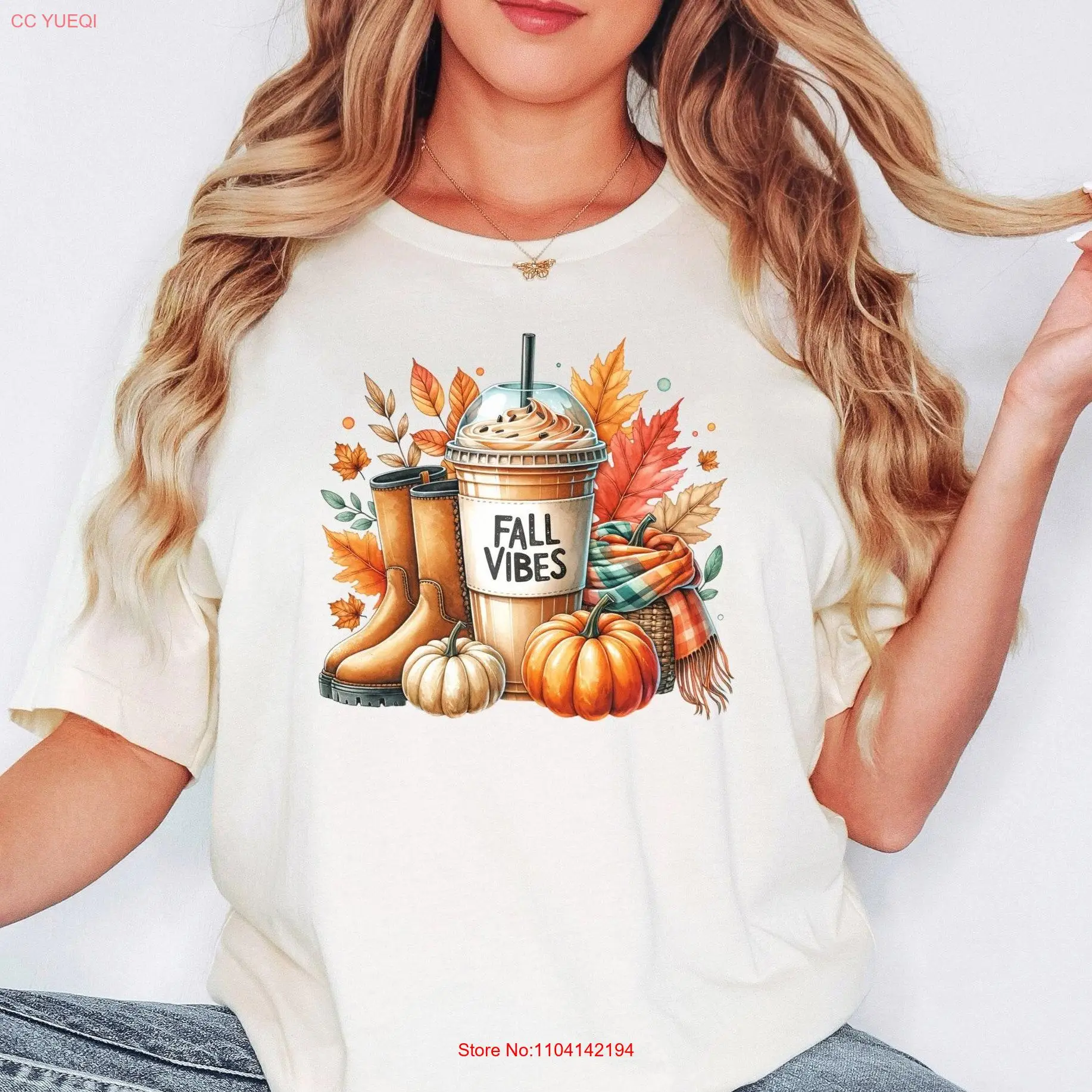 

Fall Vibes Pumpkin Spice Latte T Shirt Autumn Coffee Cozy Season Thanksgiving Outfit Cute Apparel long or short sleeves