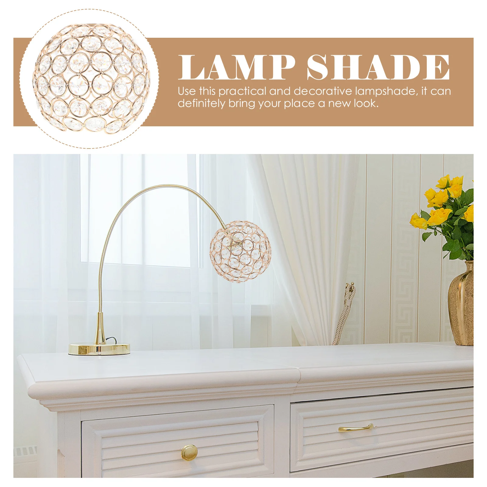 

1Pcs Golden Crystal Light Shade Ceiling Lamp Cover Unique Exquisite Durable Fine Craftsmanship Ceiling Lamp Shade