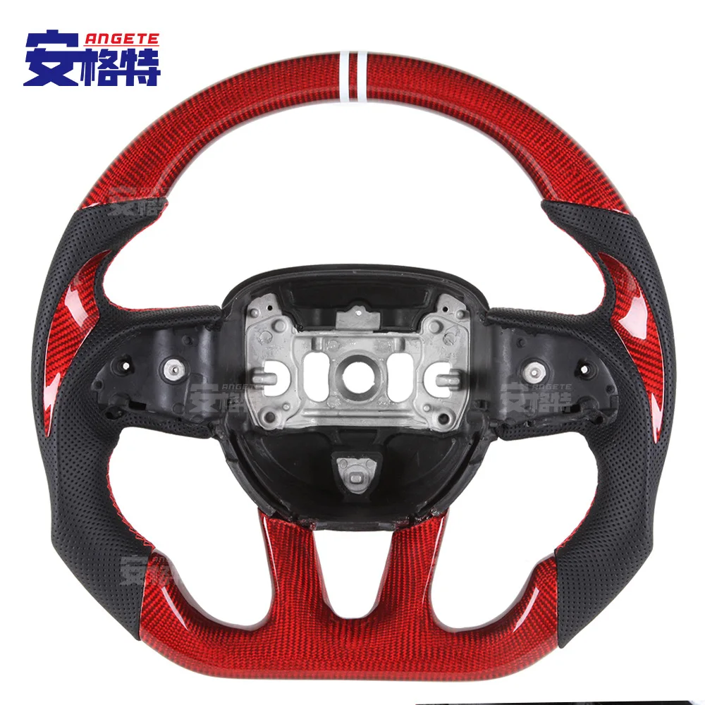 

Подходит для электронной коммерции Dodge, кожаный руль из углеродного волокна для автоспорта, руль Demon Corner, красный