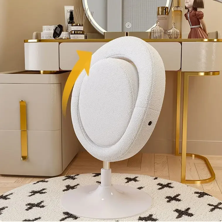 Cream Style Lamb Velvet Makeup Chair for Girls Bedroom Nail Salon Dressing Chairs Modern Minimalist Foldable Stools  Ottomans