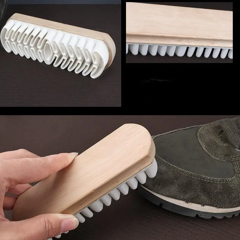 1/2Pcs Suede Shoe Cleaning Tool Professional Nubuck Brush Solid Wood Raw Rubber Non Damage Cleaner for Snow Boots