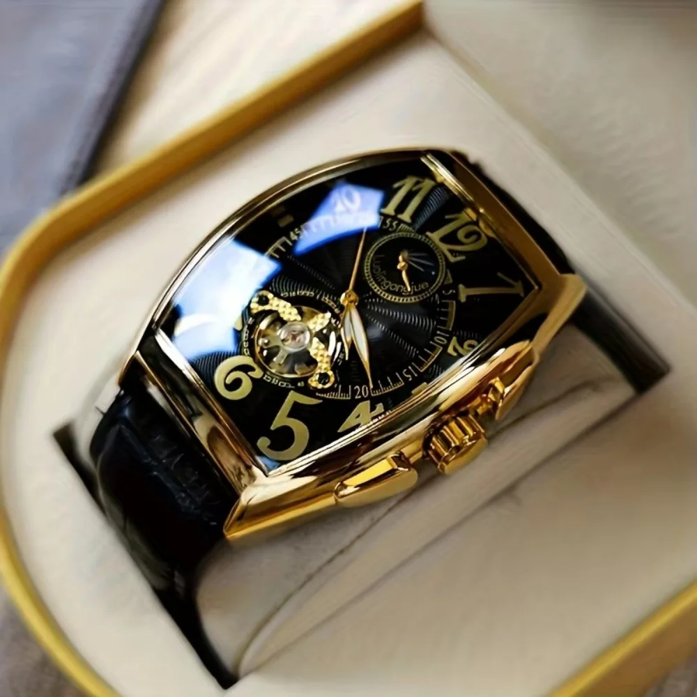 New Men's Mechanical Watch, Fully Automatic Skeleton Watch, Business Casual Waterproof Luminous Men's Watch, Trendy Versatile Large Dial High-End Watch, Popular Gift for Students and Professionals, Cross-Border Bestseller, Simple and Elegant Men's Wristwatch, High Cost-Performance, Precise Timekeeping, Durable