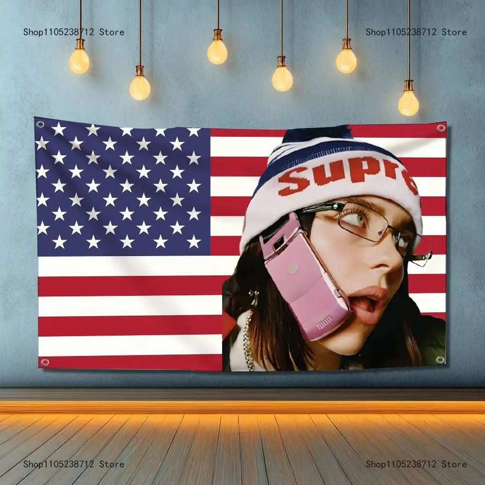 Famous Singer B-billieS Flag Tapestry Banner For Bedroom Outdoor Living Room Restaurant Bar Wall Decor Party