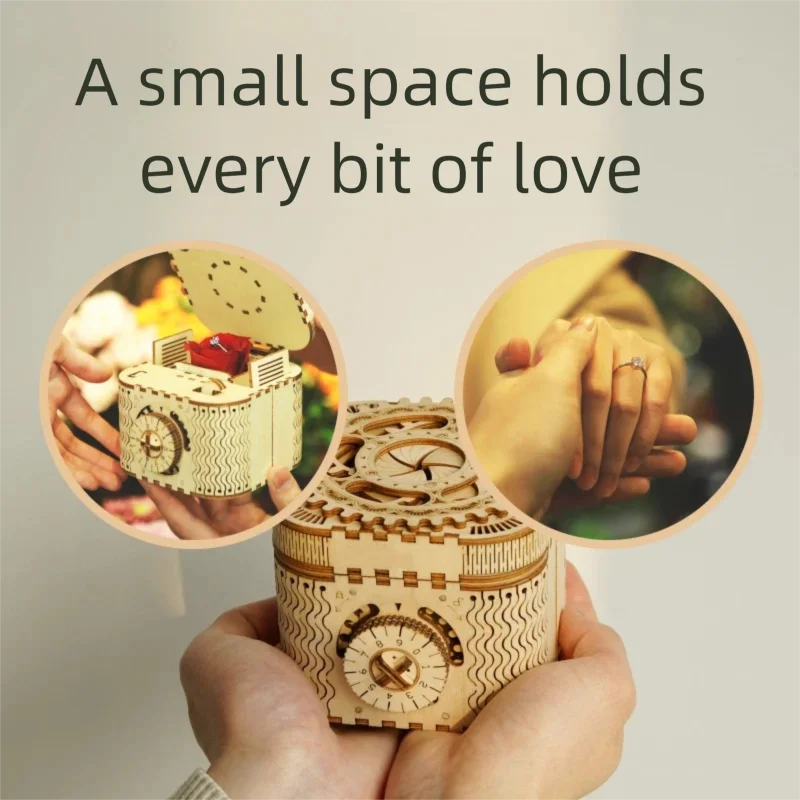 Puzzle in legno 3D Scatola del tesoro meccanica Modello Progetti rompicapo fai-da-te per giocattoli regalo di compleanno per ragazze di età superiore 14 anni per adulti