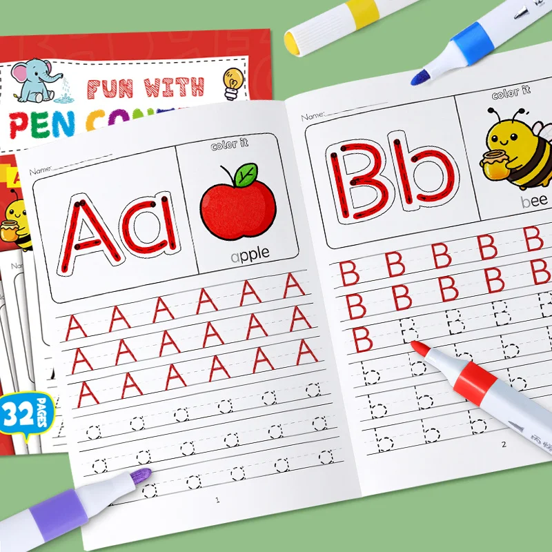 Children's Alphabet Practice Books A-Z Writing Practice Books, Learning Writing, Drawing Pages ActivitiesIllustration Toy Book