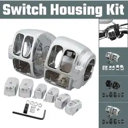 Motorcycle Switch Housing Kit Switch Caps Button Cover For Harley 02-17 VRSC 96-13 XL 08-12 XR 96-11 Dyna Softail 96-13 FLHR